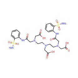 NS(=O)(=O)c1ccccc1NC(=O)CN(CCN(CCN(CC(=O)O)CC(=O)Nc1ccccc1S(N)(=O)=O)CC(=O)O)CC(=O)O ZINC000034717935