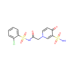 NS(=O)(=O)c1cn(CC(=O)NS(=O)(=O)c2ccccc2Cl)ccc1=O ZINC000095562699