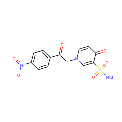 NS(=O)(=O)c1cn(CC(=O)c2ccc([N+](=O)[O-])cc2)ccc1=O ZINC000064553420