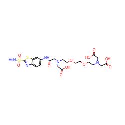 NS(=O)(=O)c1nc2ccc(NC(=O)CN(CCOCCOCCN(CC(=O)O)CC(=O)O)CC(=O)O)cc2s1 ZINC000029242938