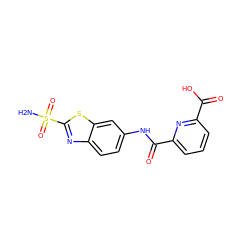 NS(=O)(=O)c1nc2ccc(NC(=O)c3cccc(C(=O)O)n3)cc2s1 ZINC000013799144