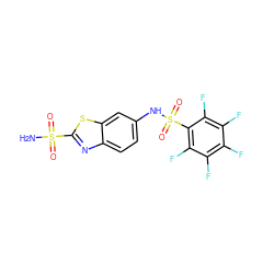 NS(=O)(=O)c1nc2ccc(NS(=O)(=O)c3c(F)c(F)c(F)c(F)c3F)cc2s1 ZINC000013835305