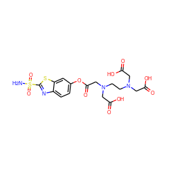 NS(=O)(=O)c1nc2ccc(OC(=O)CN(CCN(CC(=O)O)CC(=O)O)CC(=O)O)cc2s1 ZINC000022925499