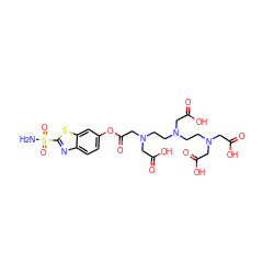 NS(=O)(=O)c1nc2ccc(OC(=O)CN(CCN(CCN(CC(=O)O)CC(=O)O)CC(=O)O)CC(=O)O)cc2s1 ZINC000029247285