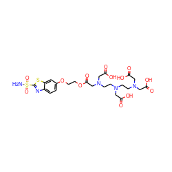 NS(=O)(=O)c1nc2ccc(OCCOC(=O)CN(CCN(CCN(CC(=O)O)CC(=O)O)CC(=O)O)CC(=O)O)cc2s1 ZINC000029250749