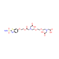 NS(=O)(=O)c1nc2ccc(OCCOC(=O)CN(CCOCCOCCN(CC(=O)O)CC(=O)O)CC(=O)O)cc2s1 ZINC000029250675