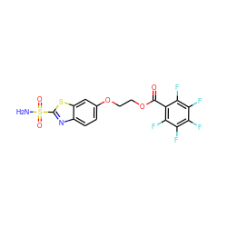 NS(=O)(=O)c1nc2ccc(OCCOC(=O)c3c(F)c(F)c(F)c(F)c3F)cc2s1 ZINC000013835323