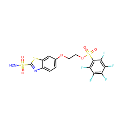 NS(=O)(=O)c1nc2ccc(OCCOS(=O)(=O)c3c(F)c(F)c(F)c(F)c3F)cc2s1 ZINC000013835307