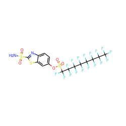 NS(=O)(=O)c1nc2ccc(OS(=O)(=O)C(F)(F)C(F)(F)C(F)(F)C(F)(F)C(F)(F)C(F)(F)C(F)(F)C(F)(F)F)cc2s1 ZINC000095608002