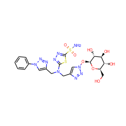 NS(=O)(=O)c1nnc(N(Cc2cn(O[C@@H]3O[C@H](CO)[C@@H](O)[C@H](O)[C@H]3O)nn2)Cc2cn(-c3ccccc3)nn2)s1 ZINC000299860858