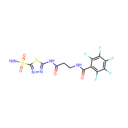 NS(=O)(=O)c1nnc(NC(=O)CCNC(=O)c2c(F)c(F)c(F)c(F)c2F)s1 ZINC000013835319