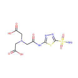 NS(=O)(=O)c1nnc(NC(=O)CN(CC(=O)O)CC(=O)O)s1 ZINC000013472911