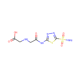 NS(=O)(=O)c1nnc(NC(=O)CNCC(=O)O)s1 ZINC000013472891