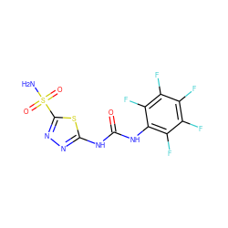 NS(=O)(=O)c1nnc(NC(=O)Nc2c(F)c(F)c(F)c(F)c2F)s1 ZINC000013561075