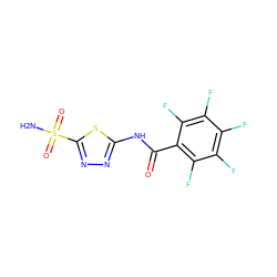 NS(=O)(=O)c1nnc(NC(=O)c2c(F)c(F)c(F)c(F)c2F)s1 ZINC000013559593