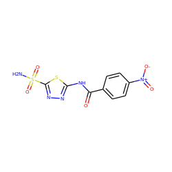 NS(=O)(=O)c1nnc(NC(=O)c2ccc([N+](=O)[O-])cc2)s1 ZINC000653861845