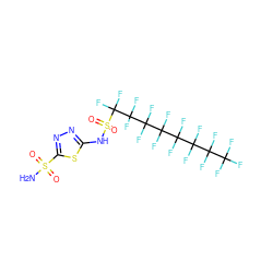 NS(=O)(=O)c1nnc(NS(=O)(=O)C(F)(F)C(F)(F)C(F)(F)C(F)(F)C(F)(F)C(F)(F)C(F)(F)C(F)(F)F)s1 ZINC000034718131