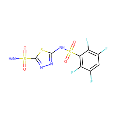 NS(=O)(=O)c1nnc(NS(=O)(=O)c2c(F)c(F)cc(F)c2F)s1 ZINC000003941992