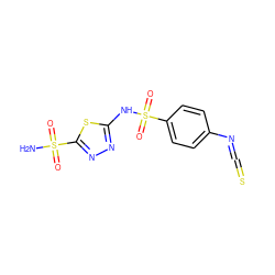 NS(=O)(=O)c1nnc(NS(=O)(=O)c2ccc(N=C=S)cc2)s1 ZINC000028394653