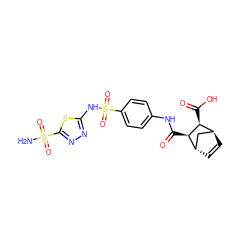 NS(=O)(=O)c1nnc(NS(=O)(=O)c2ccc(NC(=O)[C@H]3[C@@H](C(=O)O)[C@H]4C=C[C@H]3C4)cc2)s1 ZINC000100874745