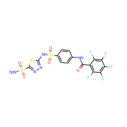 NS(=O)(=O)c1nnc(NS(=O)(=O)c2ccc(NC(=O)c3c(F)c(F)c(F)c(F)c3F)cc2)s1 ZINC000027522084