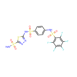 NS(=O)(=O)c1nnc(NS(=O)(=O)c2ccc(NS(=O)(=O)c3c(F)c(F)c(F)c(F)c3F)cc2)s1 ZINC000027522394