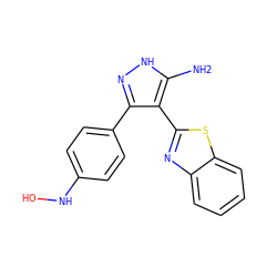 Nc1[nH]nc(-c2ccc(NO)cc2)c1-c1nc2ccccc2s1 ZINC000114401200