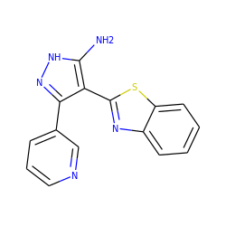 Nc1[nH]nc(-c2cccnc2)c1-c1nc2ccccc2s1 ZINC000114400121