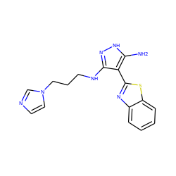 Nc1[nH]nc(NCCCn2ccnc2)c1-c1nc2ccccc2s1 ZINC000114397988