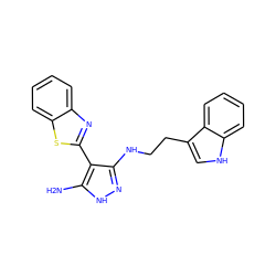 Nc1[nH]nc(NCCc2c[nH]c3ccccc23)c1-c1nc2ccccc2s1 ZINC000114398137