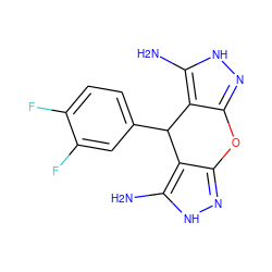 Nc1[nH]nc2c1C(c1ccc(F)c(F)c1)c1c(n[nH]c1N)O2 ZINC001772609197