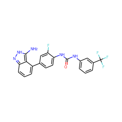 Nc1[nH]nc2cccc(-c3ccc(NC(=O)Nc4cccc(C(F)(F)F)c4)c(F)c3)c12 ZINC000063539240