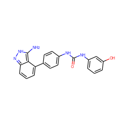 Nc1[nH]nc2cccc(-c3ccc(NC(=O)Nc4cccc(O)c4)cc3)c12 ZINC000028604315