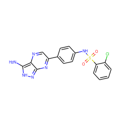 Nc1[nH]nc2nc(-c3ccc(NS(=O)(=O)c4ccccc4Cl)cc3)cnc12 ZINC000221147124