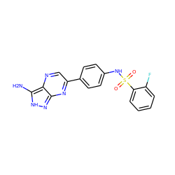 Nc1[nH]nc2nc(-c3ccc(NS(=O)(=O)c4ccccc4F)cc3)cnc12 ZINC000221217839