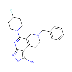 Nc1[nH]nc2nc(N3CCC(F)CC3)c3c(c12)CCN(Cc1ccccc1)C3 ZINC000049088861