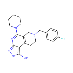 Nc1[nH]nc2nc(N3CCCCC3)c3c(c12)CCN(Cc1ccc(F)cc1)C3 ZINC000049088079