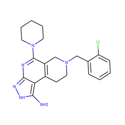 Nc1[nH]nc2nc(N3CCCCC3)c3c(c12)CCN(Cc1ccccc1Cl)C3 ZINC000049088078