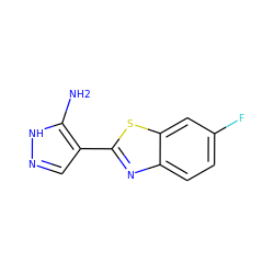 Nc1[nH]ncc1-c1nc2ccc(F)cc2s1 ZINC000085932376