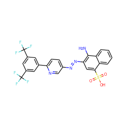 Nc1c(/N=N/c2ccc(-c3cc(C(F)(F)F)cc(C(F)(F)F)c3)nc2)cc(S(=O)(=O)O)c2ccccc12 ZINC000223762104