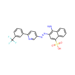 Nc1c(/N=N/c2ccc(-c3cccc(C(F)(F)F)c3)nc2)cc(S(=O)(=O)O)c2ccccc12 ZINC000223769571