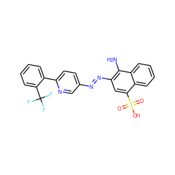 Nc1c(/N=N/c2ccc(-c3ccccc3C(F)(F)F)nc2)cc(S(=O)(=O)O)c2ccccc12 ZINC000223779038