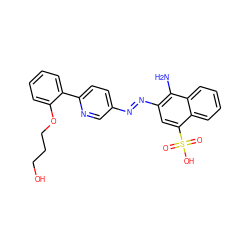 Nc1c(/N=N/c2ccc(-c3ccccc3OCCCO)nc2)cc(S(=O)(=O)O)c2ccccc12 ZINC000223750108