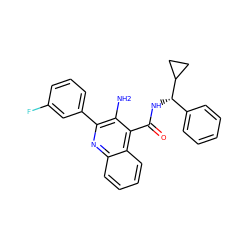 Nc1c(-c2cccc(F)c2)nc2ccccc2c1C(=O)N[C@@H](c1ccccc1)C1CC1 ZINC000040410885