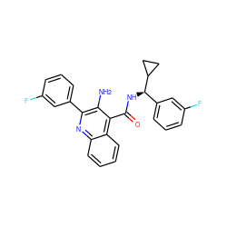 Nc1c(-c2cccc(F)c2)nc2ccccc2c1C(=O)N[C@H](c1cccc(F)c1)C1CC1 ZINC000040933548