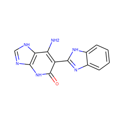 Nc1c(-c2nc3ccccc3[nH]2)c(=O)[nH]c2nc[nH]c12 ZINC000000003009