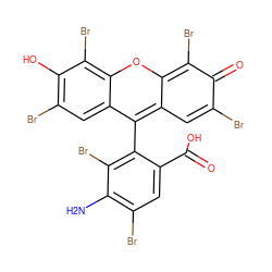 Nc1c(Br)cc(C(=O)O)c(-c2c3cc(Br)c(=O)c(Br)c-3oc3c(Br)c(O)c(Br)cc23)c1Br ZINC000150591509