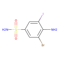 Nc1c(Br)cc(S(N)(=O)=O)cc1I ZINC000013520155