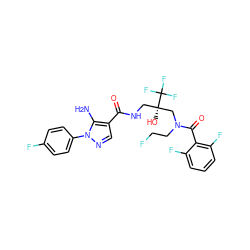 Nc1c(C(=O)NC[C@](O)(CN(CCF)C(=O)c2c(F)cccc2F)C(F)(F)F)cnn1-c1ccc(F)cc1 ZINC000044405282