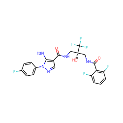 Nc1c(C(=O)NC[C@](O)(CNC(=O)c2c(F)cccc2F)C(F)(F)F)cnn1-c1ccc(F)cc1 ZINC000040881237